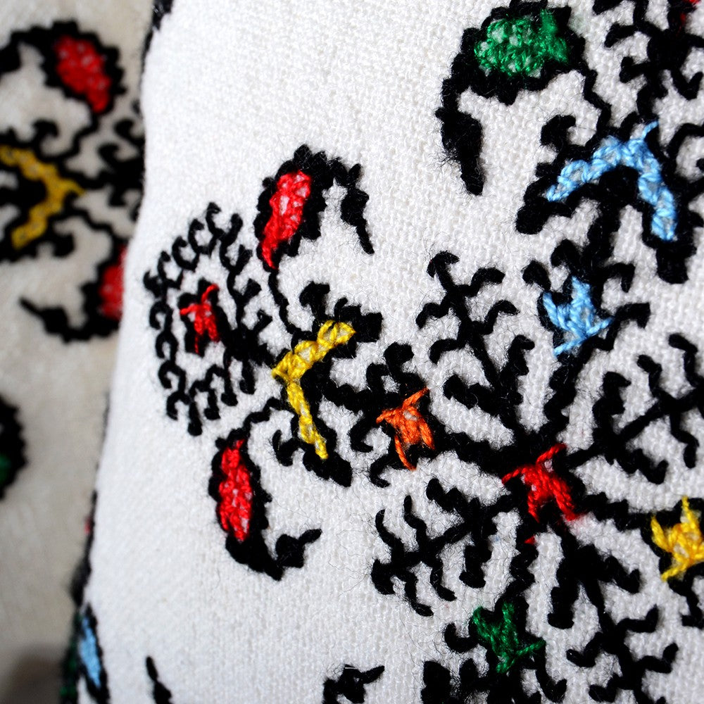 Cojín Algodón Y Lana - Bordado A Mano - Artesanal - 35 cm