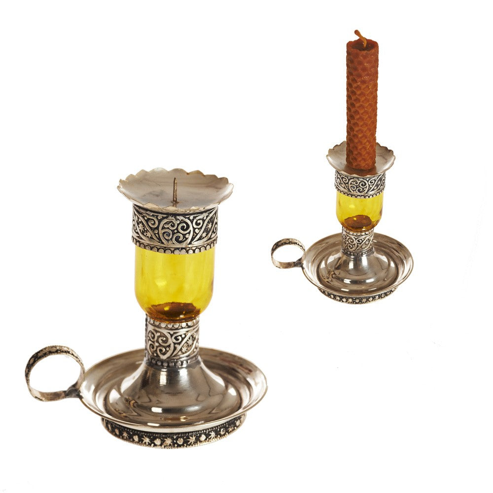 Portavelas Cristal con Alpaca - Plato - Varios Colores