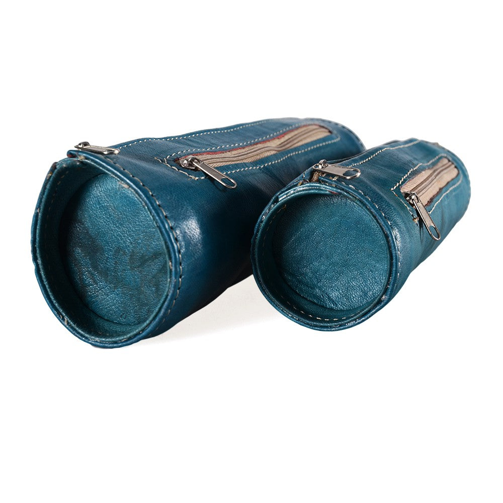 Juego 2 Estuches De Cuero - Gran Calidad - Finos Acabados - 2 Medidas - Modelo Cillíndrico