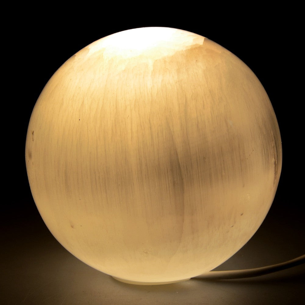 Lámpara Selenita Pulida - Esfera - 12 cm Diámetro