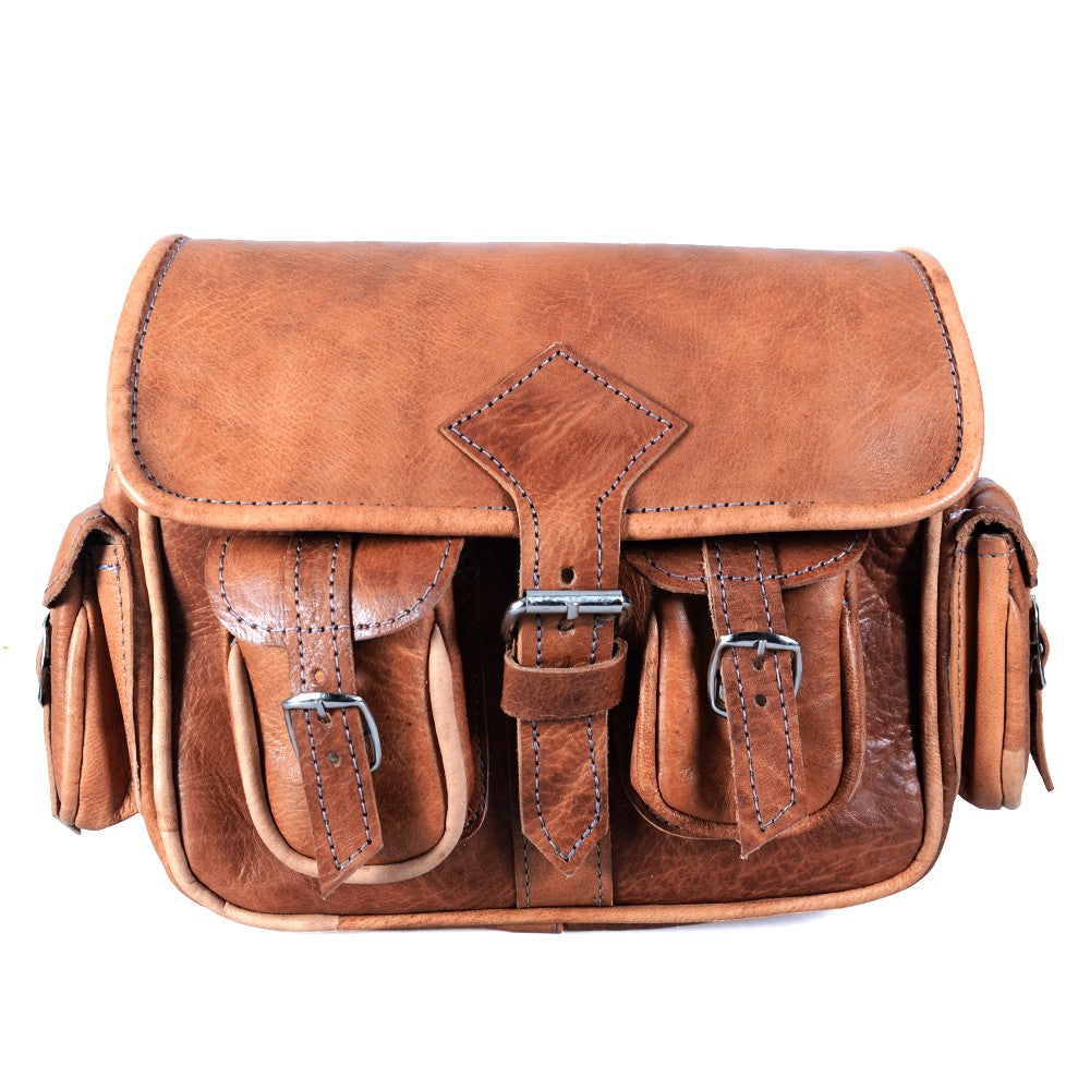 Bolso Artesanal Cuero - 6 Bolsillos - 2 Colores - Artesanal