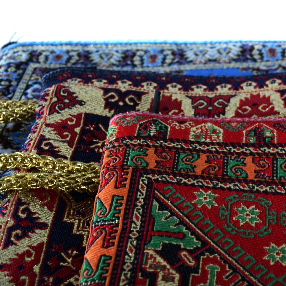 Bolsito Turco - Tela Y Bordados Dorados - 22 cm