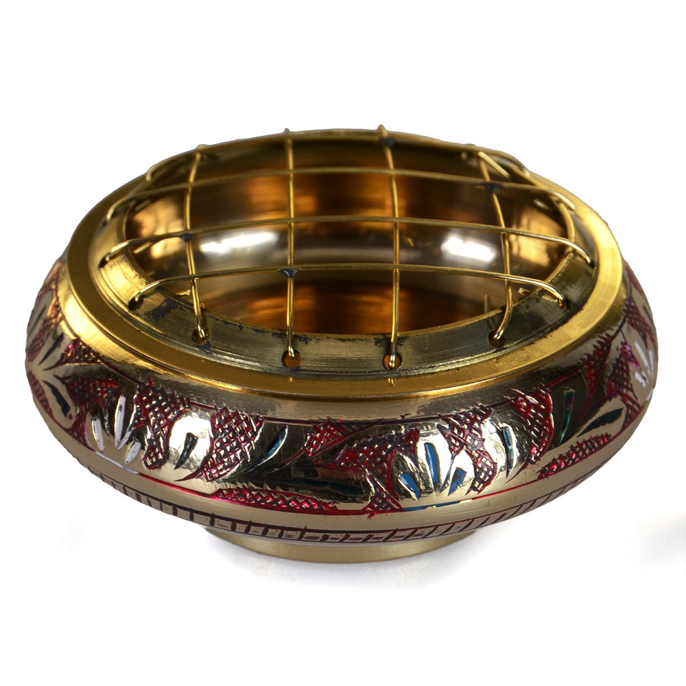 Incensario Bronce Grabado - Rejillas - 7 cm