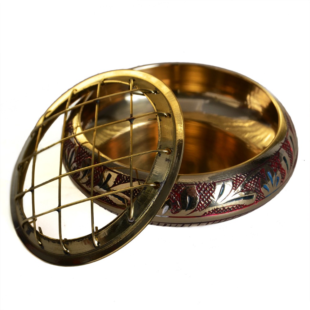 Incensario Bronce Grabado - Rejillas - 7 cm