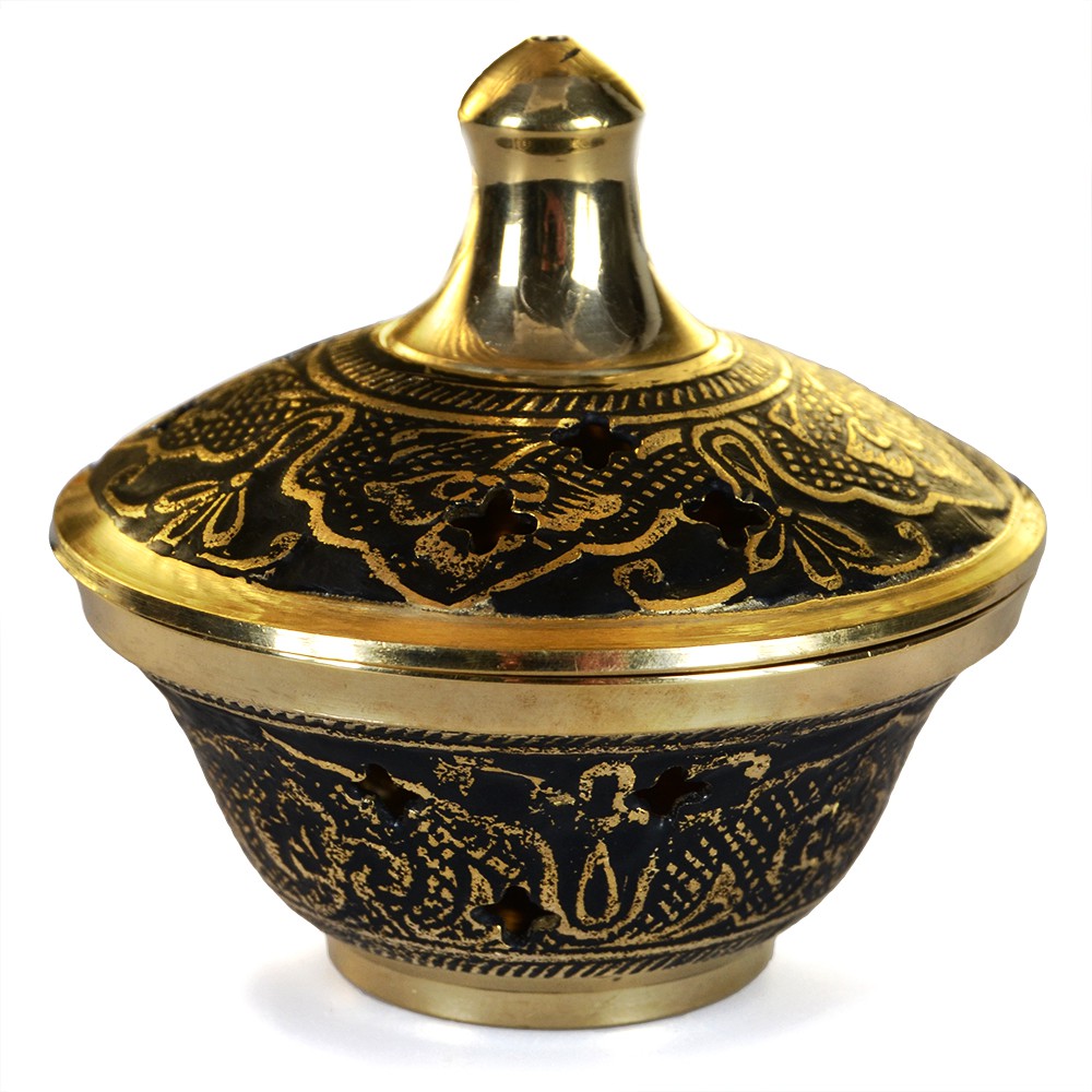 Incensario Bronce Grabado - Con Tapadera - NOVEDAD