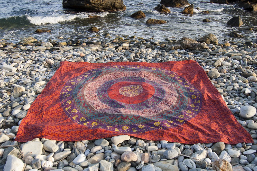 Tela Algodon India - Mandala Floral - Artesana - 210 x 240 cm