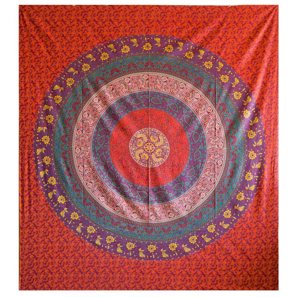 Tela Algodon India - Mandala Floral - Artesana - 210 x 240 cm