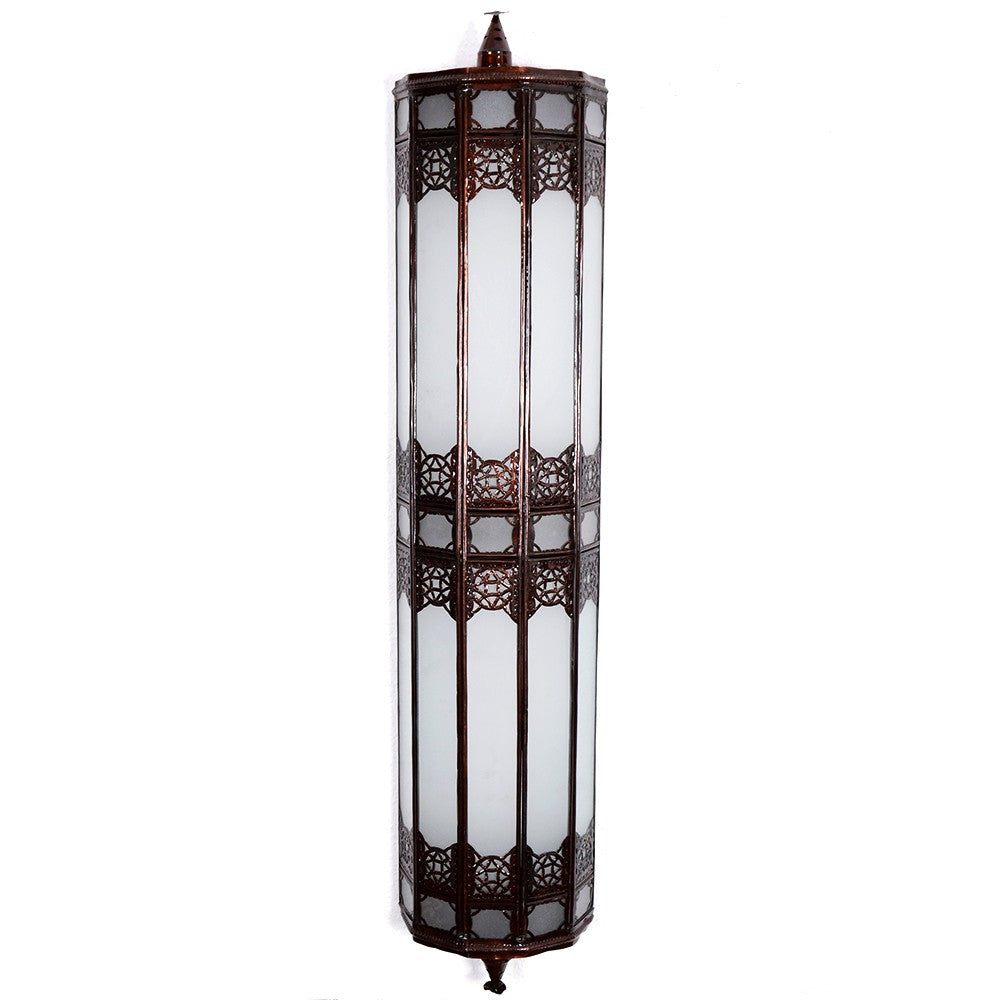 Aplique Cristal Alargado Doble - Blanco Opaco - Calado Arabe - 100 cm