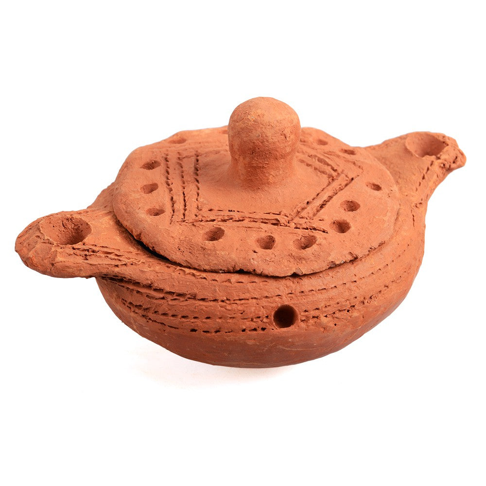 Incensario Barro Africano - Con Tapadera - Brasero - Artesano - 10 cm