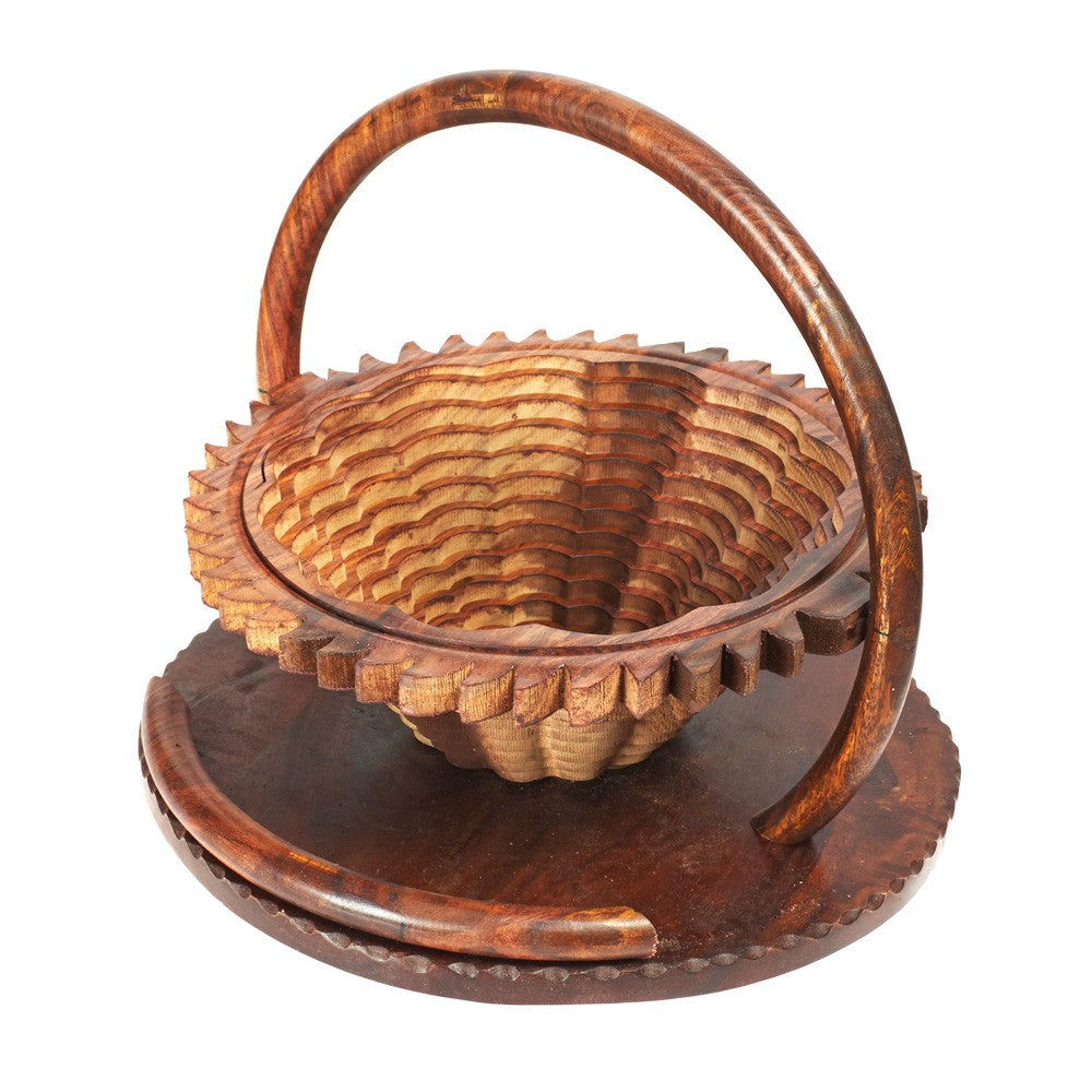 Cesta Madera Plegable - Diseño Flor - 25 cm