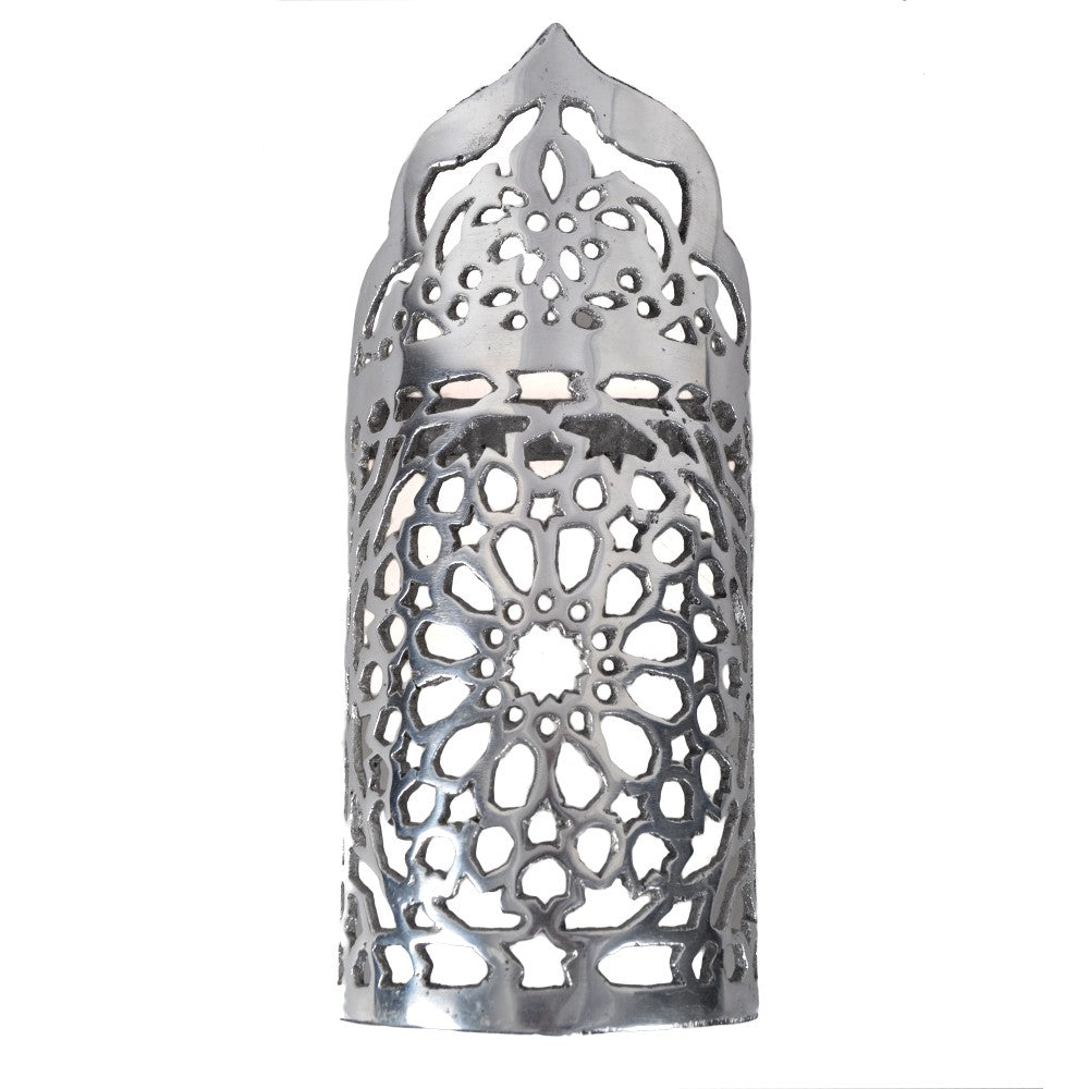 Aplique Pared Alumino Calado - Diseño Alhambra - Acabado Pulido - 20 cm