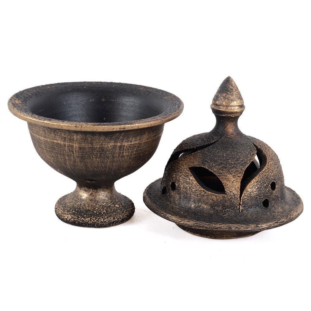 Incensario Barro Calado - Estilo Medieval - 2 Colores