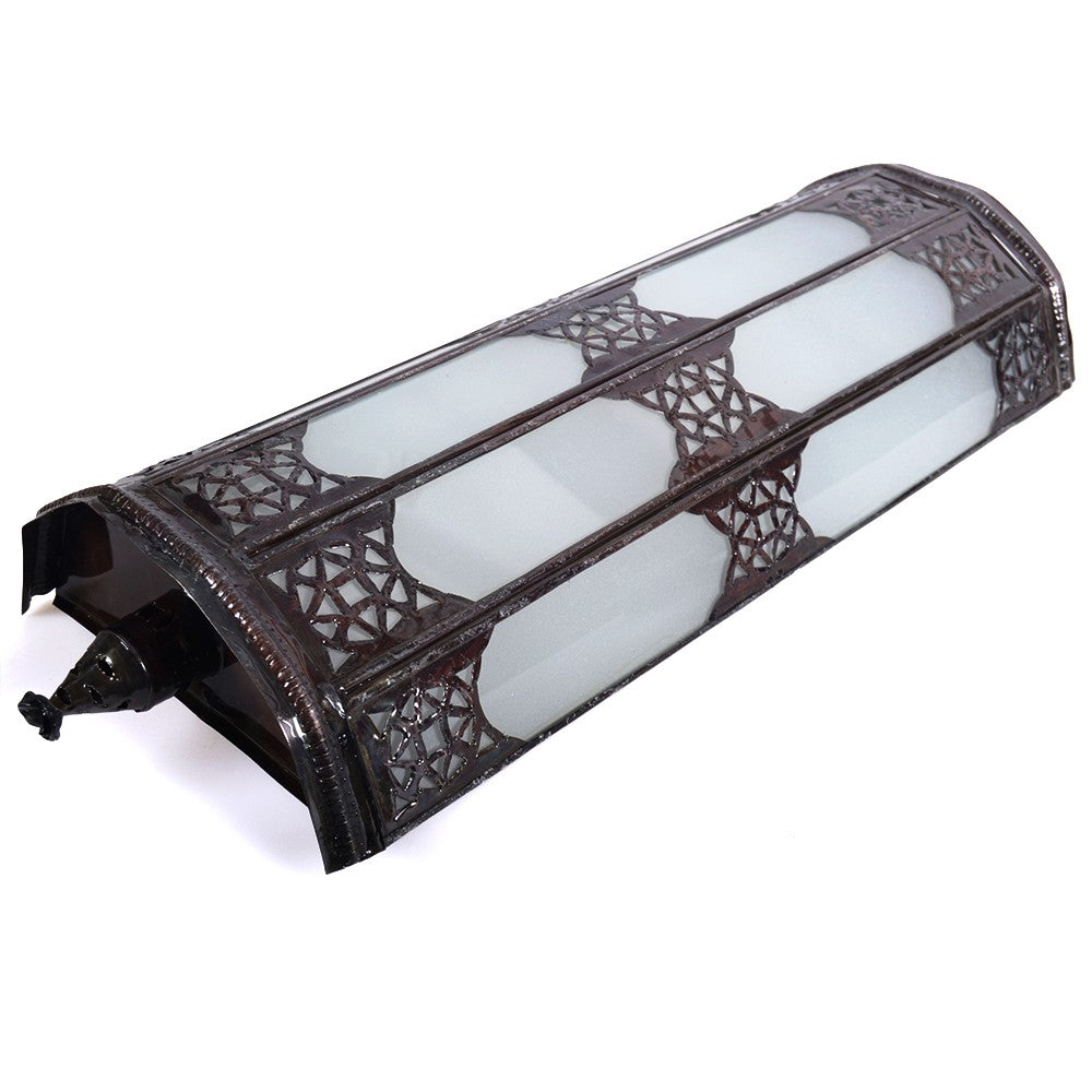 Aplique Cristal Alargado - Blanco Opaco - Calado Arabe - 50 cm