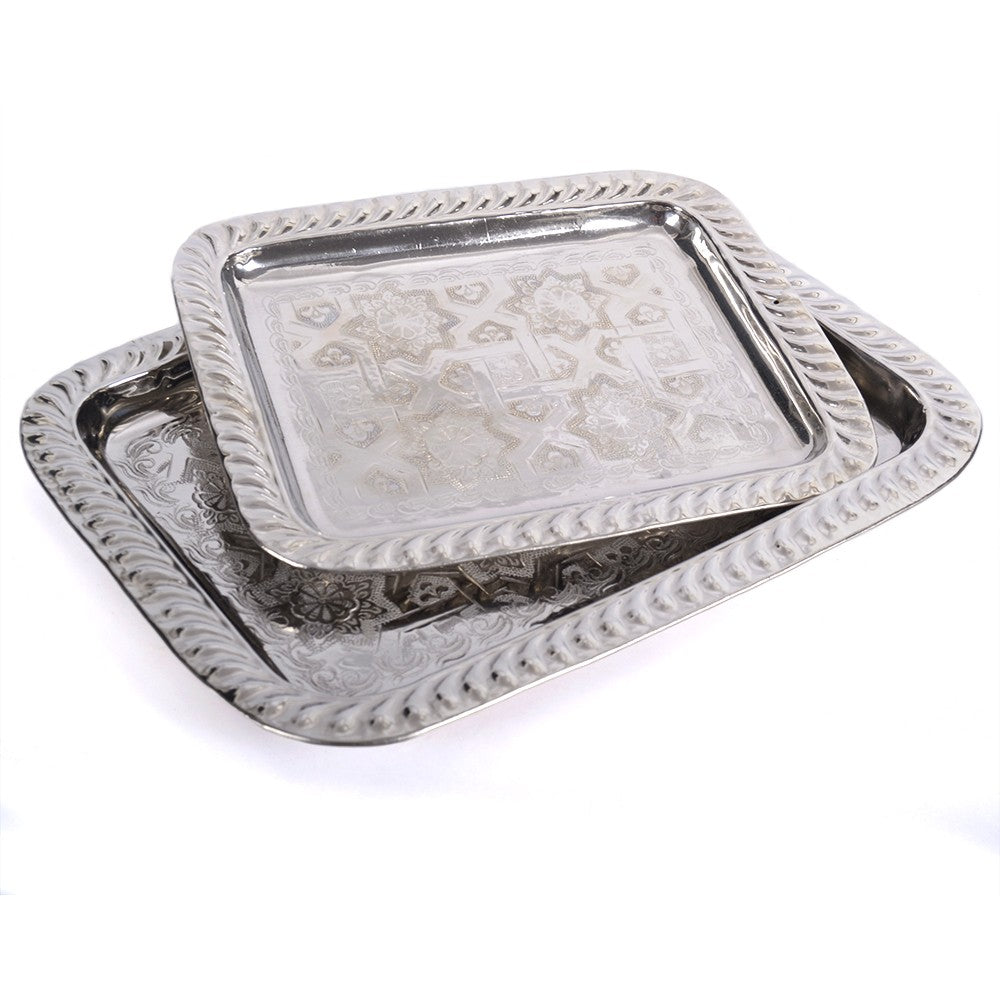 Bandeja Té Rectángular - Grabado Andalusí - Borde Ondulado