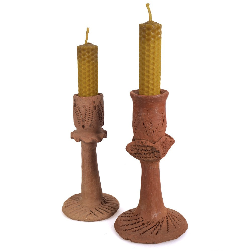 Candelabro de Barro - Artesanal - Realizado Artesanalmente - 15 cm