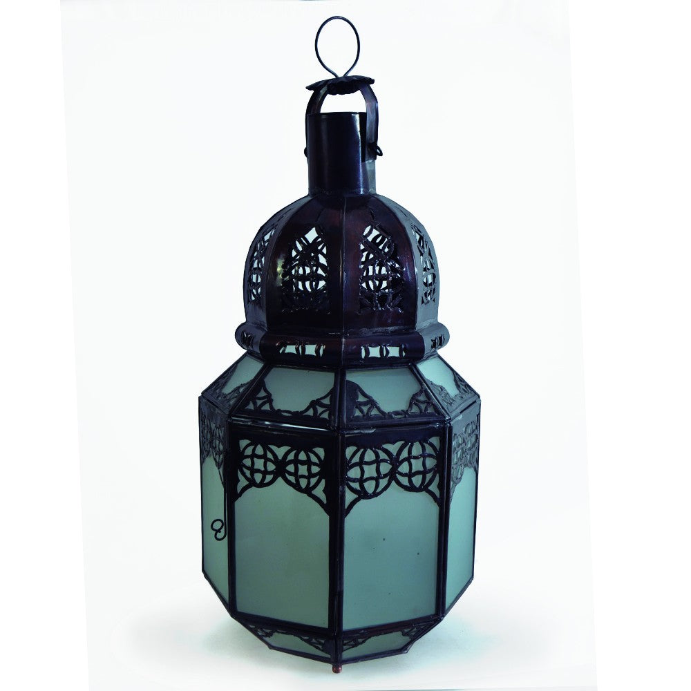 Farol Arabe Calado - Cristal Blanco Opaco - Modelo Fez