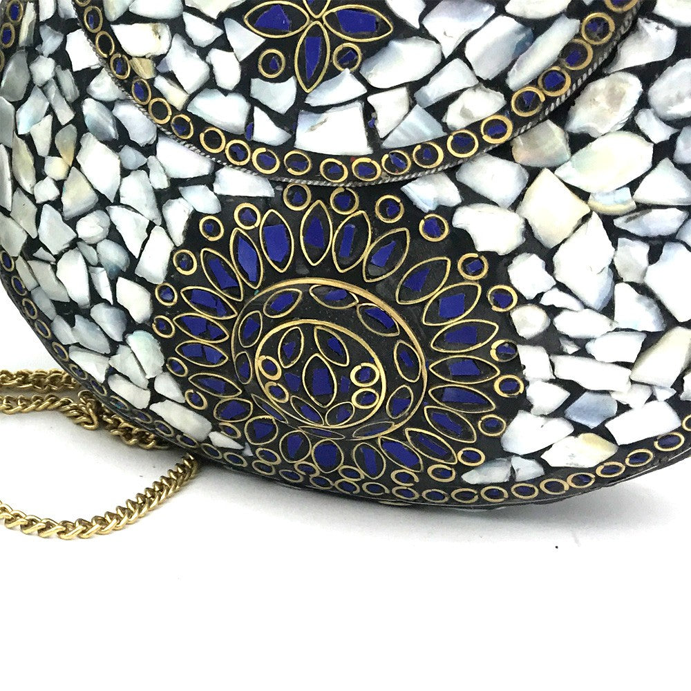 Bolso Fiesta Blanco - Nacar Cerámica Bronce - Modelo Abiad