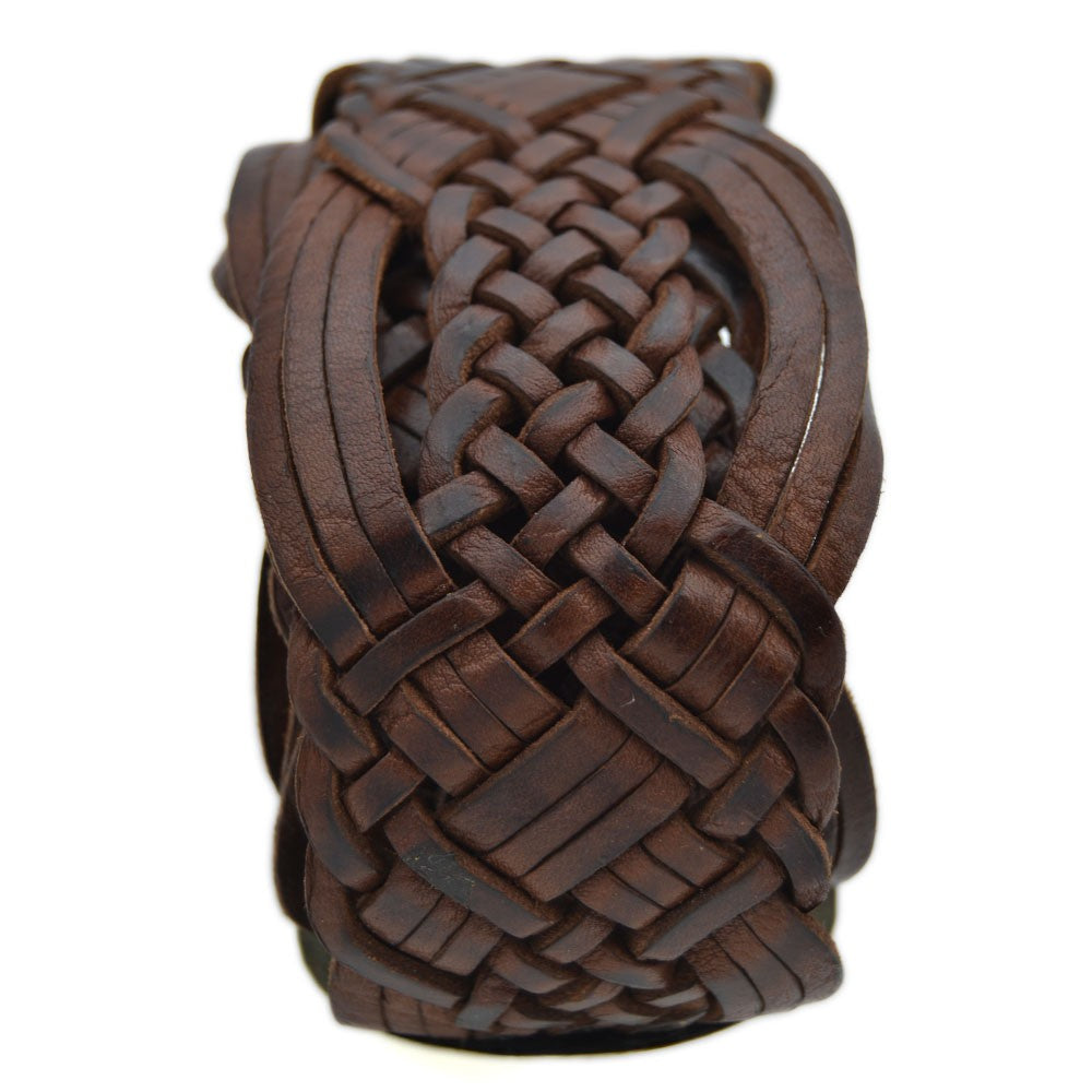 Cinturón Cuero Trenzado con Incrustación de Hueso - Alpaca - 95 cm - Modelo Adham