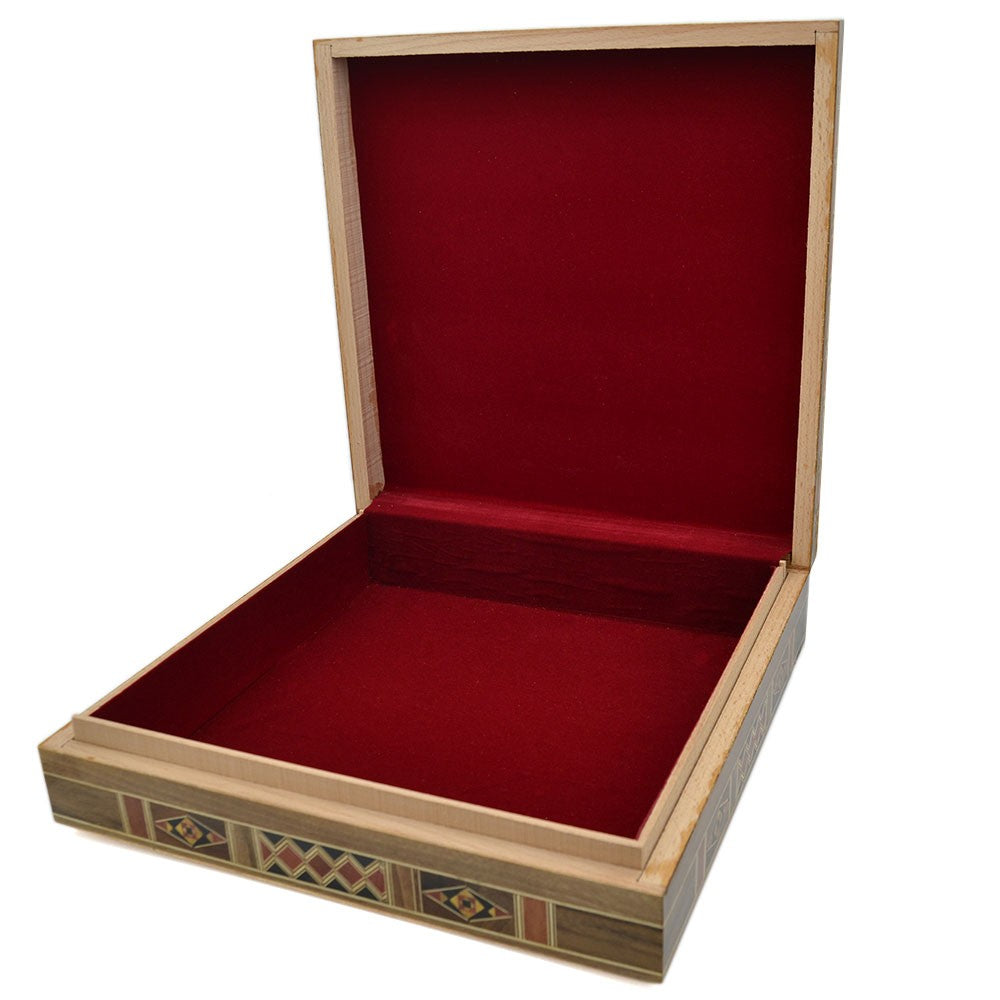 Caja Cuadrada Taracea Siria - Tapa Celosia Corte Por Laser - 30 cm