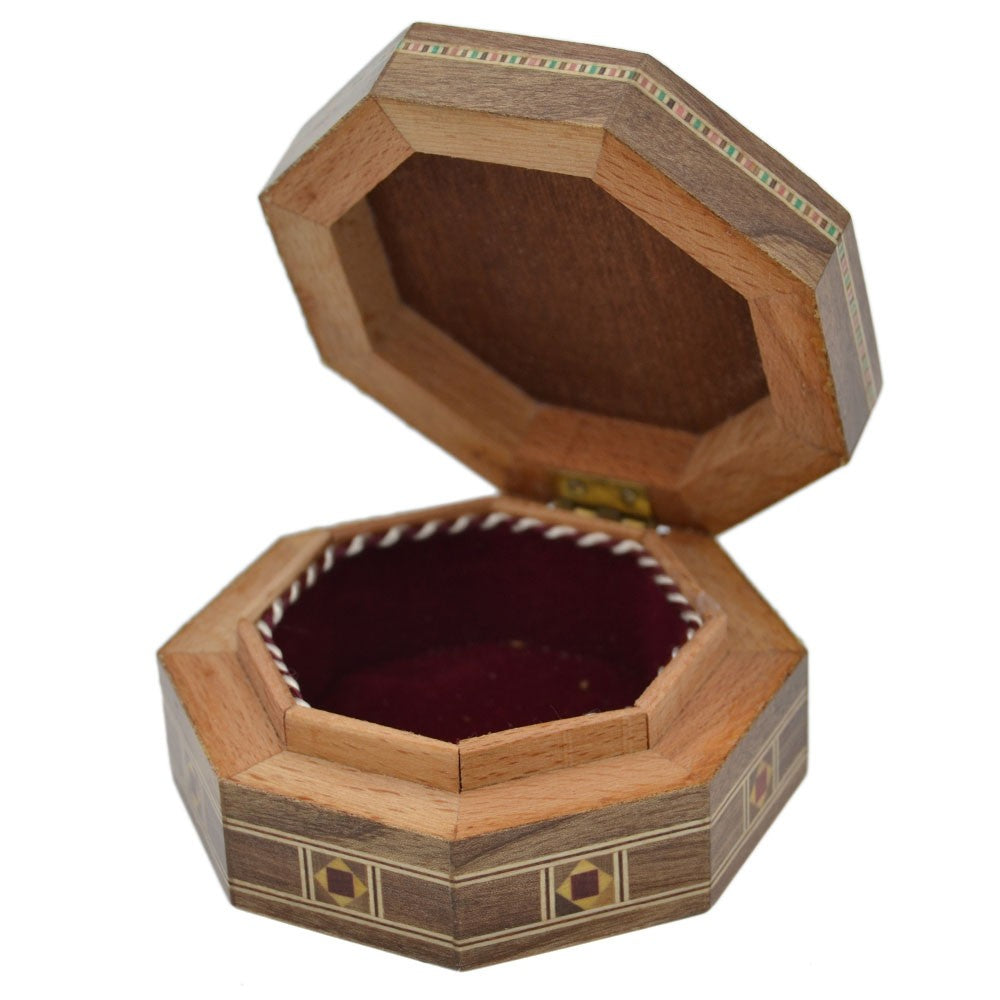 Caja Taracea Siria Octogonal - Madera y Nacar - 8 cm - Modelo Homs