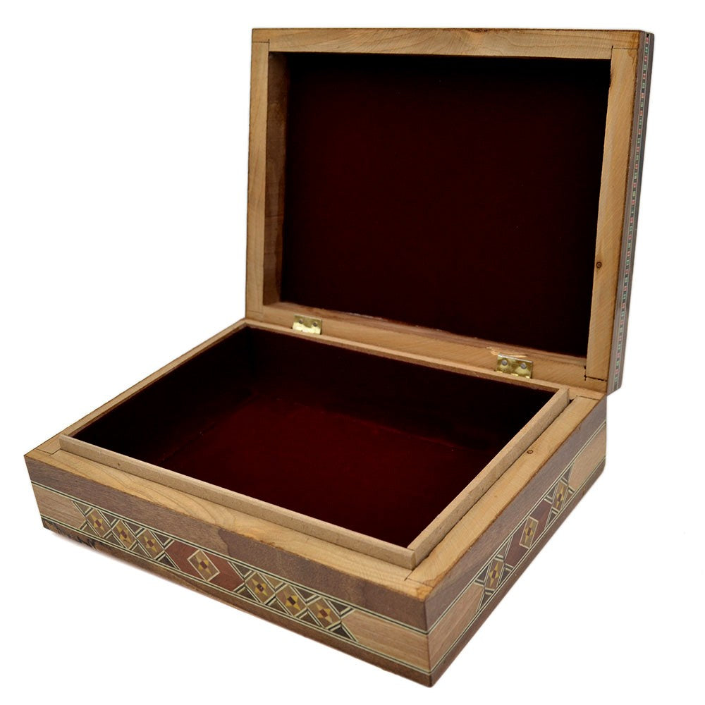 Caja Rectángular Taracea Siria - Diseño Mosáico - Modelo Latakia - 20 cm