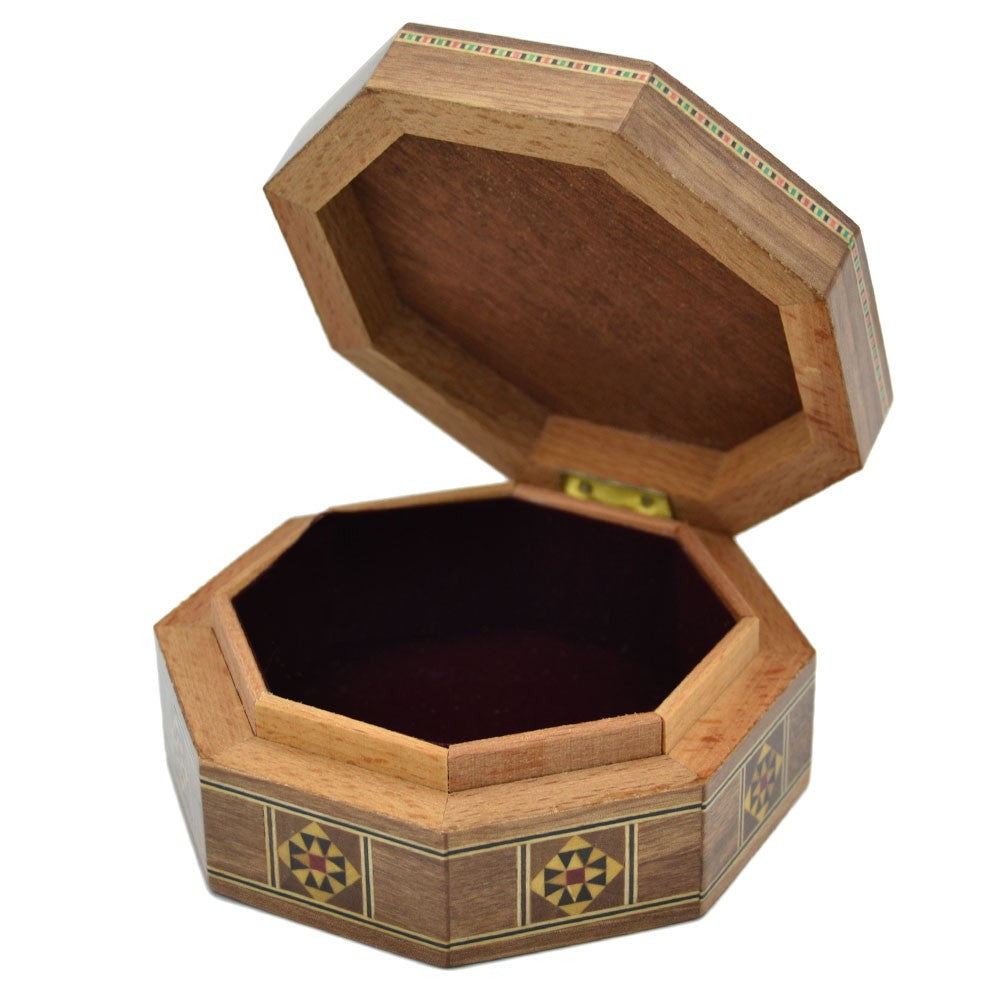 Caja Hexagonal Taracea Siria - Diseño Mosáico - Modelo Hama 10 cm