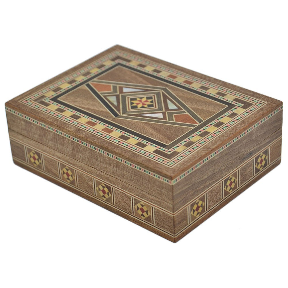 Caja Taracea Siria Rectangular - Decoracion Estrella - 10.5 cm