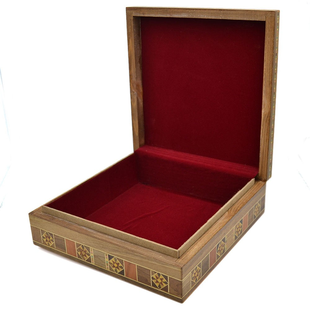 Caja Taracea Siria Cuadrada - Decoracion Madera y Nacar - 25 cm