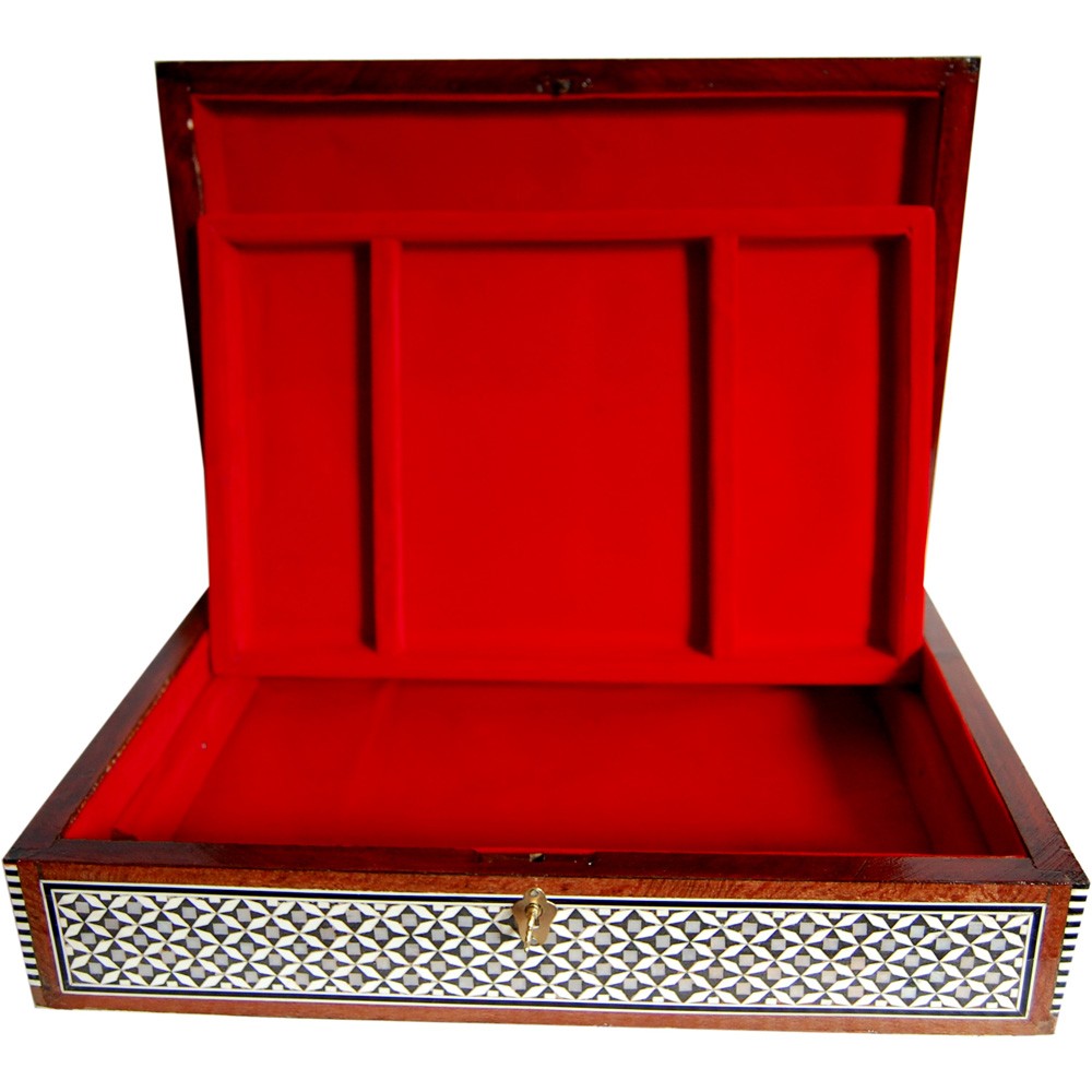 Joyero Taracea Grande Terciopelo - Bandeja - Egipto - Novedad