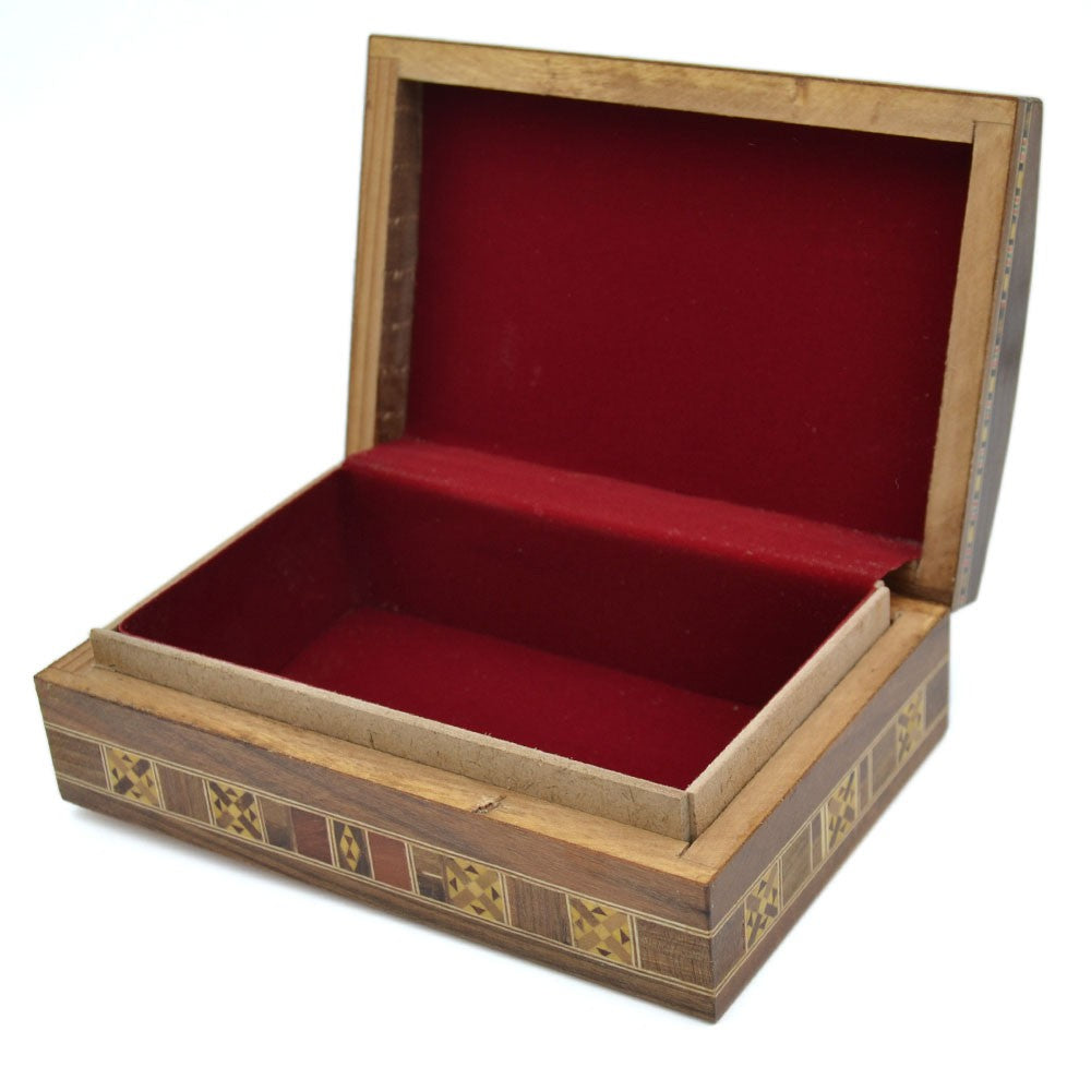 Baul Taracea Cuadrada Siria - Tapa Madera Tallada - 18 cm