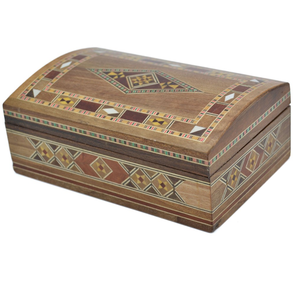 Baul Taracea Siria - Tapa Madera Tallada - 15 cm