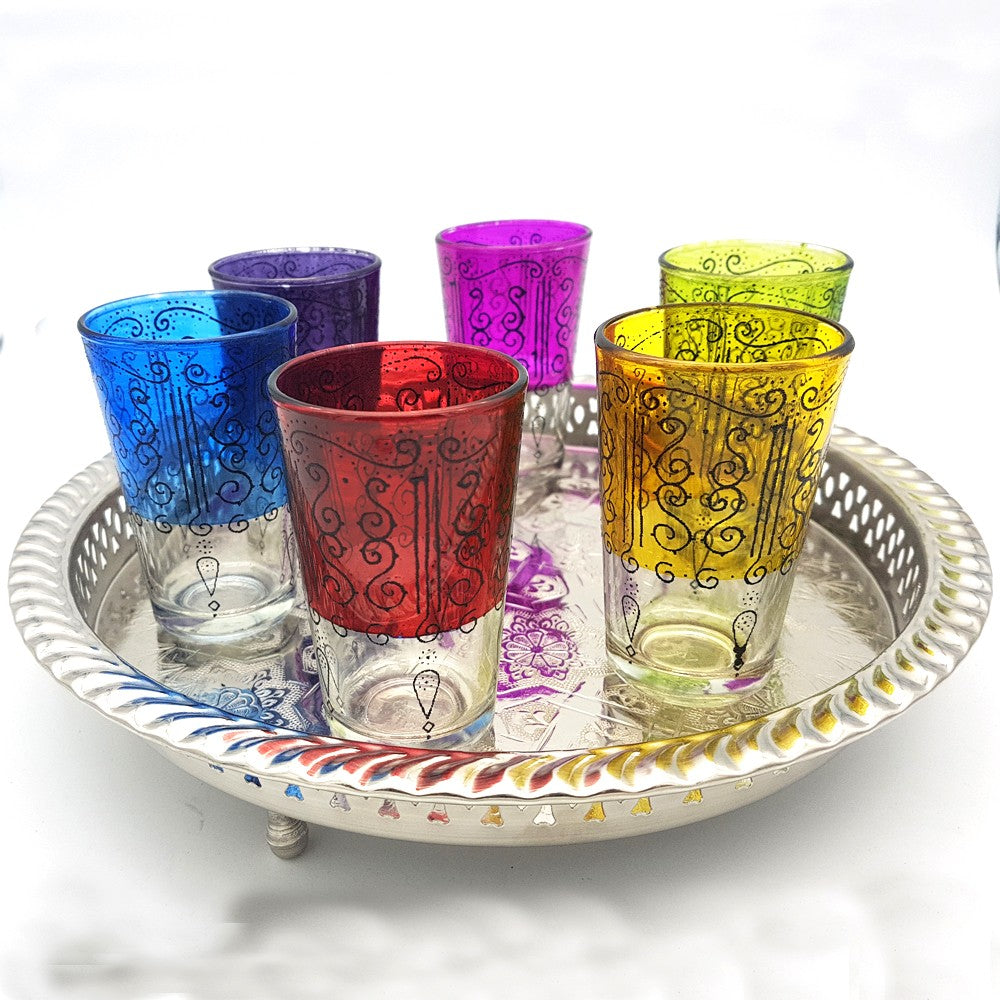 Juego 6 Vasos de Té Grabados - Relieve Diseño Celosia - Modelo HASIRA
