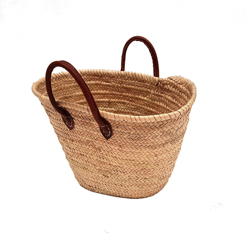 Capazo Palmito Trenzado - Asas de Cuero - 100% Natural - Modelo PALMA