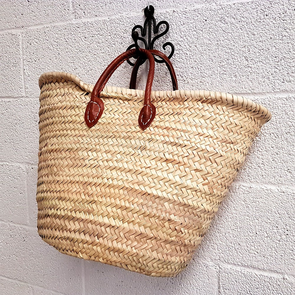 Capazo Palmito Trenzado - Asas de Cuero - 100% Natural - Modelo PALMA