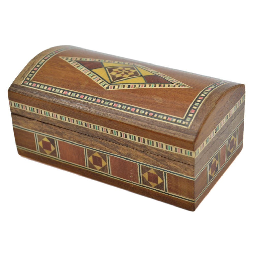 Baul Taracea Árabe Siria - Tapa Madera Incrustrada - 12 cm
