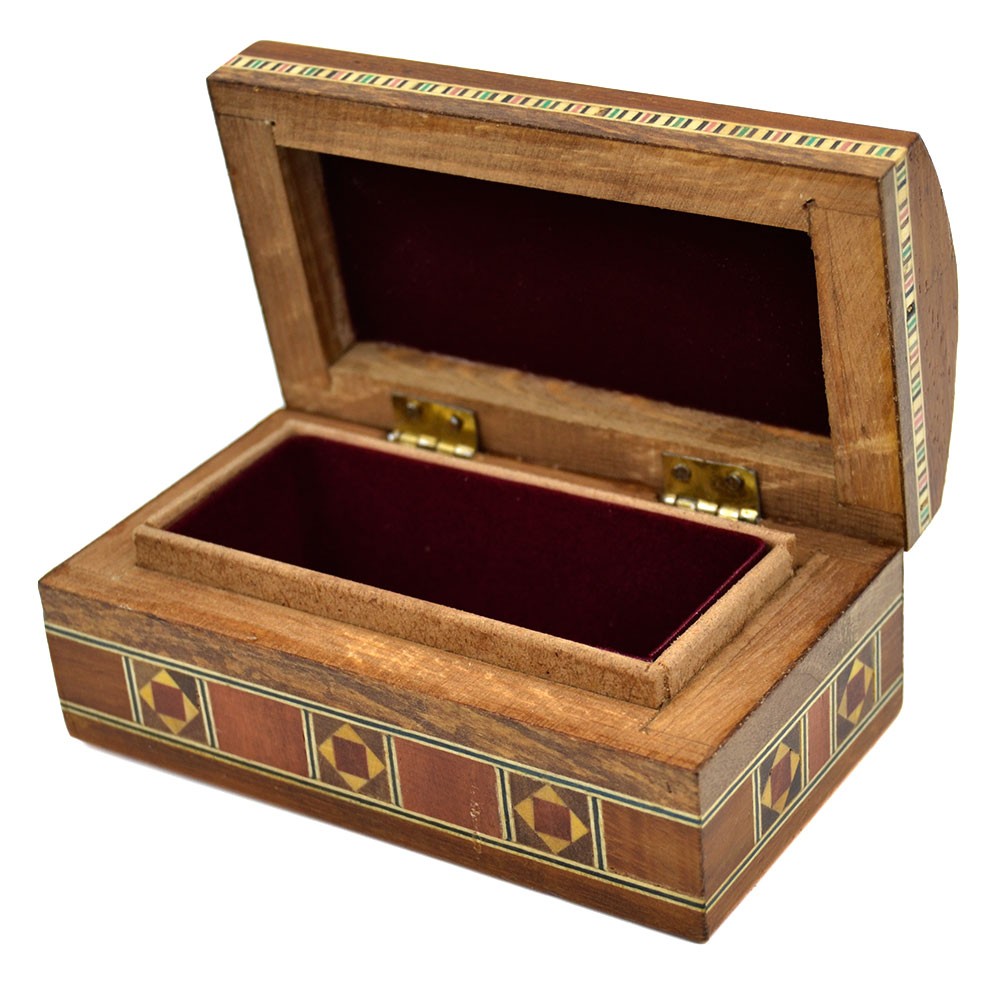 Baul Taracea Árabe Siria - Tapa Madera Incrustrada - 12 cm