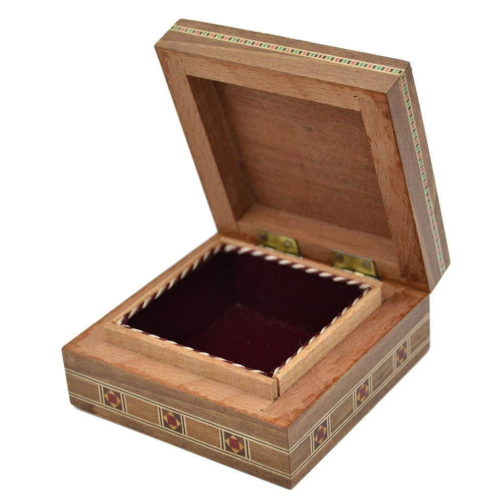 Caja Taracea Cuadrada Siria - Tapa Estrella Granadina - 8.5 cm