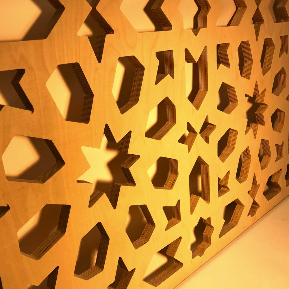 Celosia Árabe Pared o Falso Techo - Madera Laminada - Diseño Geometrico