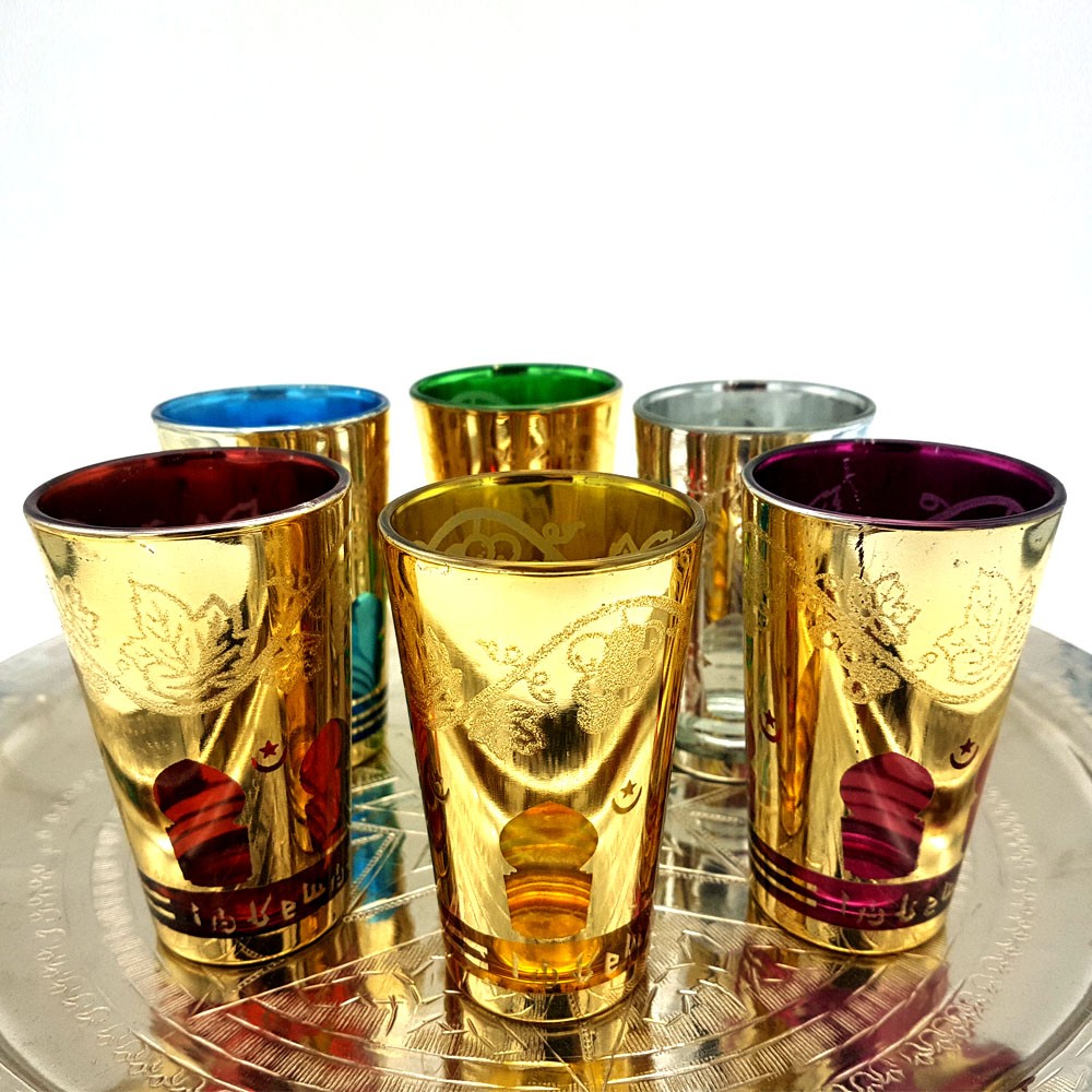 Juego 6 Vasos - Ventana Arabe - Varios Colores