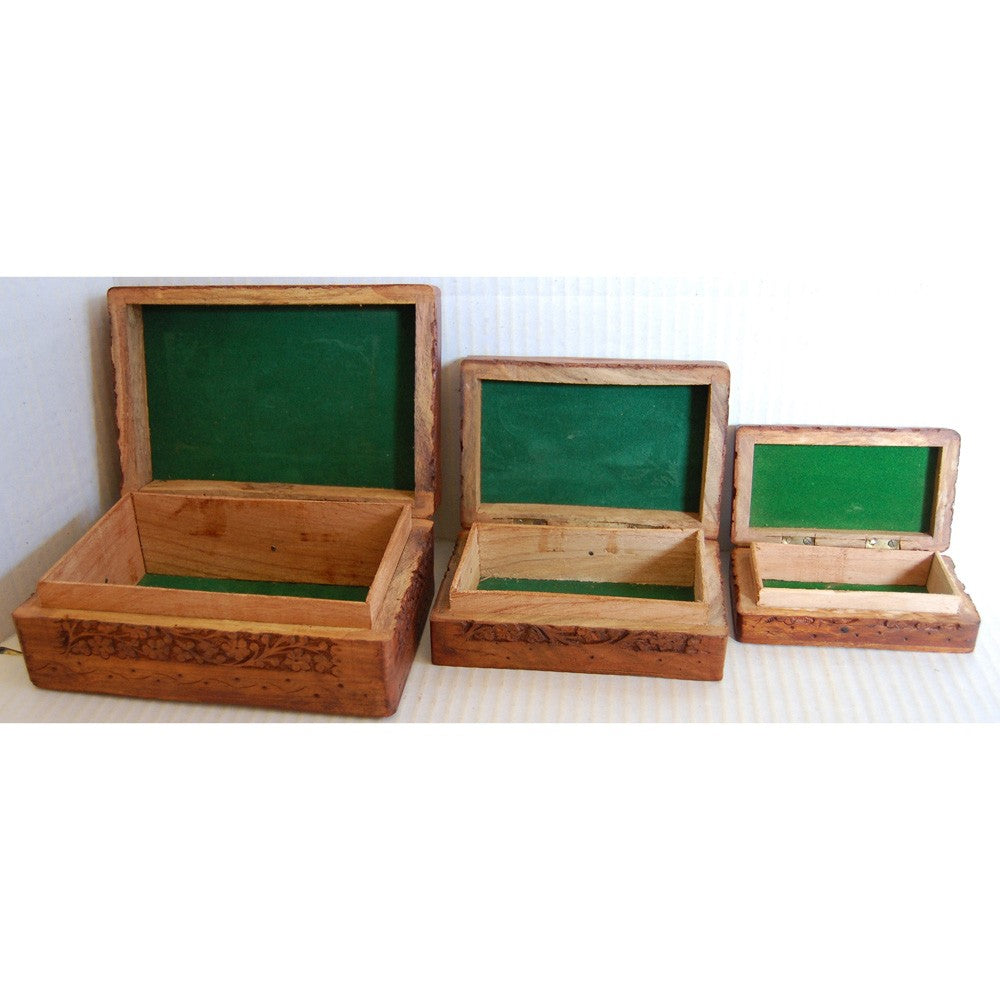 Juego 3 Cajas de Madera - Granada - Guardacartas - Terciopelo