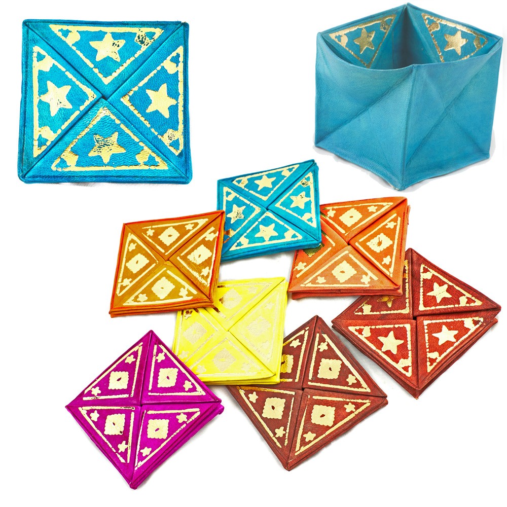 Carterita de Piel - Decorado Dorado - Expansible -Varios Colores