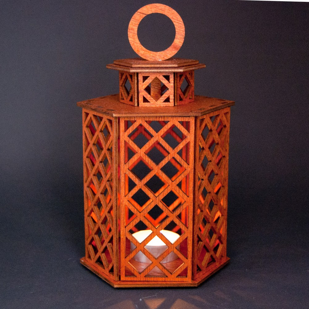 Farol Madera Geométrico - Modelo Sajara - 19 cm