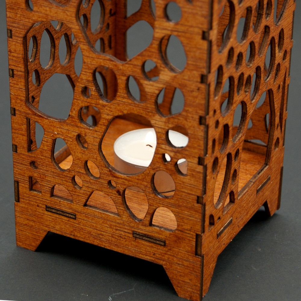 Farolillo Portavelas de madera - Modelo Sahara - 19 cm