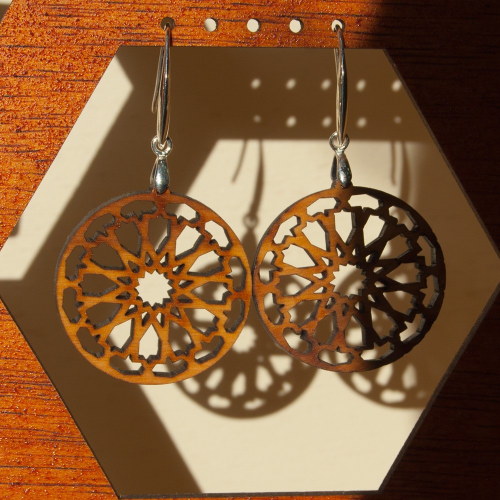 Pendientes Madera Olivo con Plata - Diseño Alhambra Dair