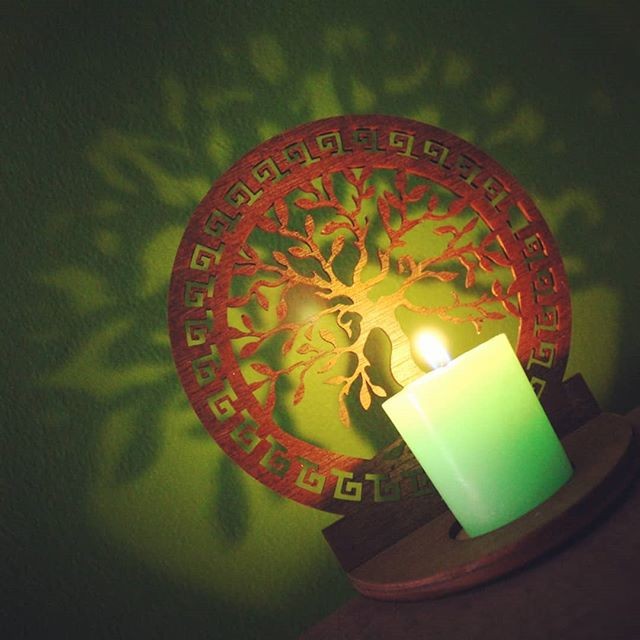 Porta Velas Celosía Calada Corte Láser - Decoración Oriental - Diseño Árbol Vida