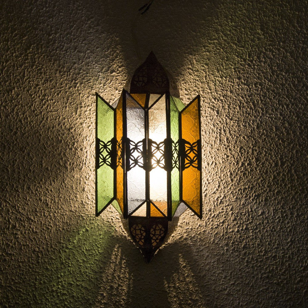 Aplique Pared Cristal Arabe - Decoración Marroquí - Multicolor - Modelo Kasbah