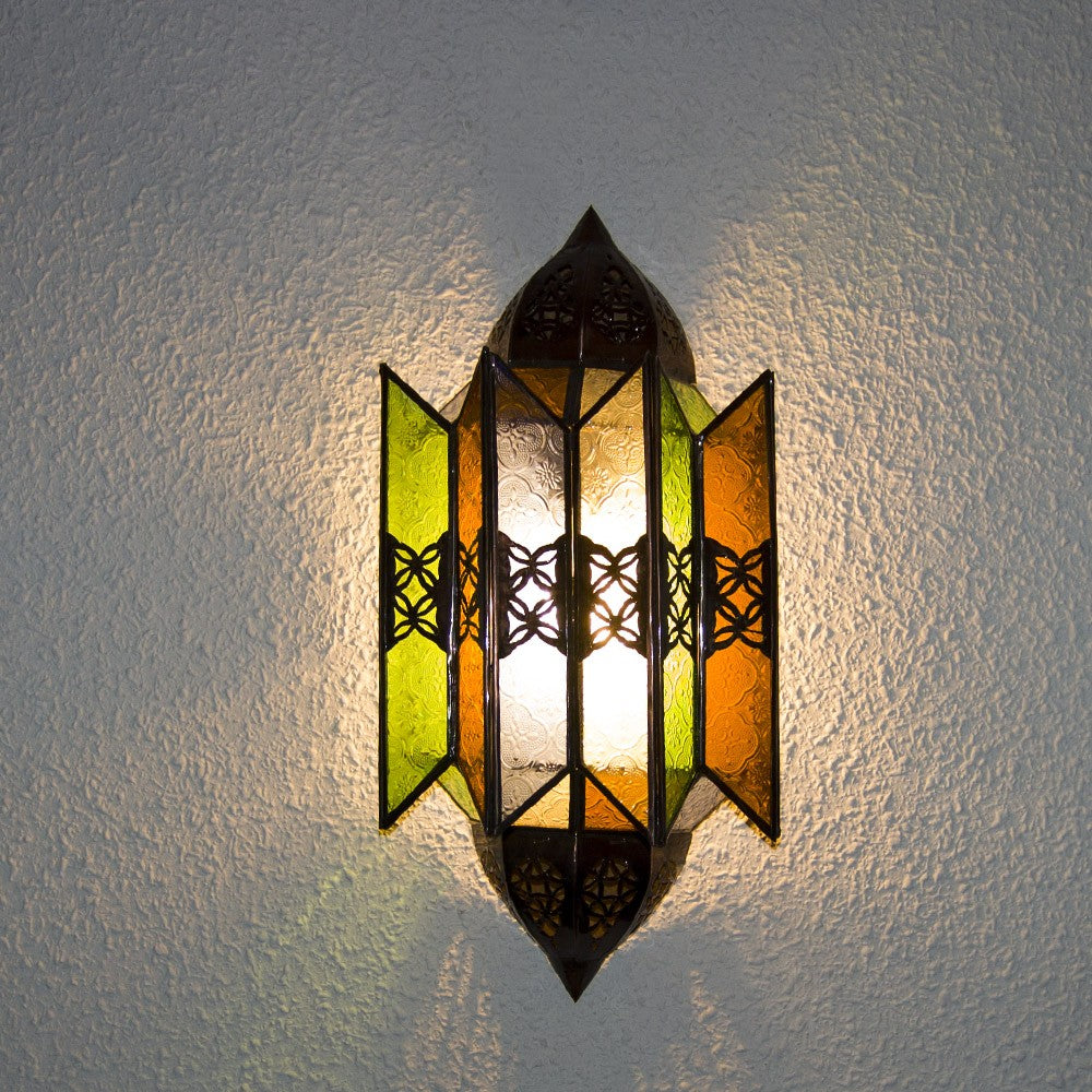 Aplique Pared Cristal Arabe - Decoración Marroquí - Multicolor - Modelo Kasbah