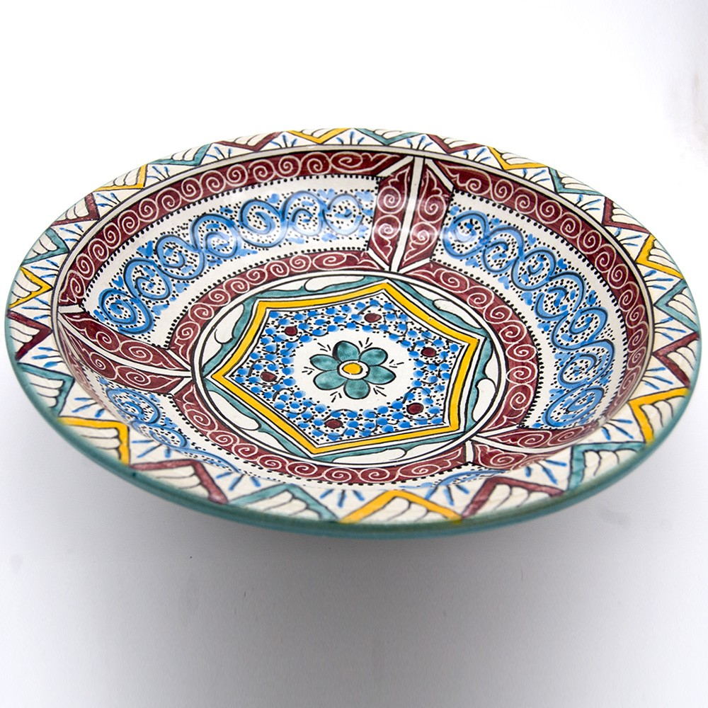 Plato Hondo Fez 35 cm - Cerámica Pintada - Frutero Andalusí