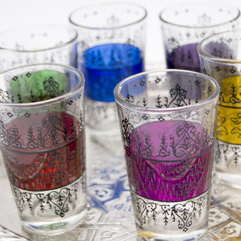 Juego 6 Vasos de Té Grabados - Relieve Diseño Floral- Modelo ZAHARA