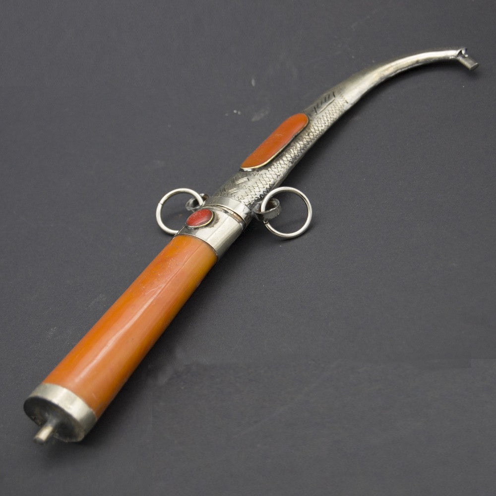 Daga o Puñal Árabe Decoración - Hueso y Alpaca - 23cm